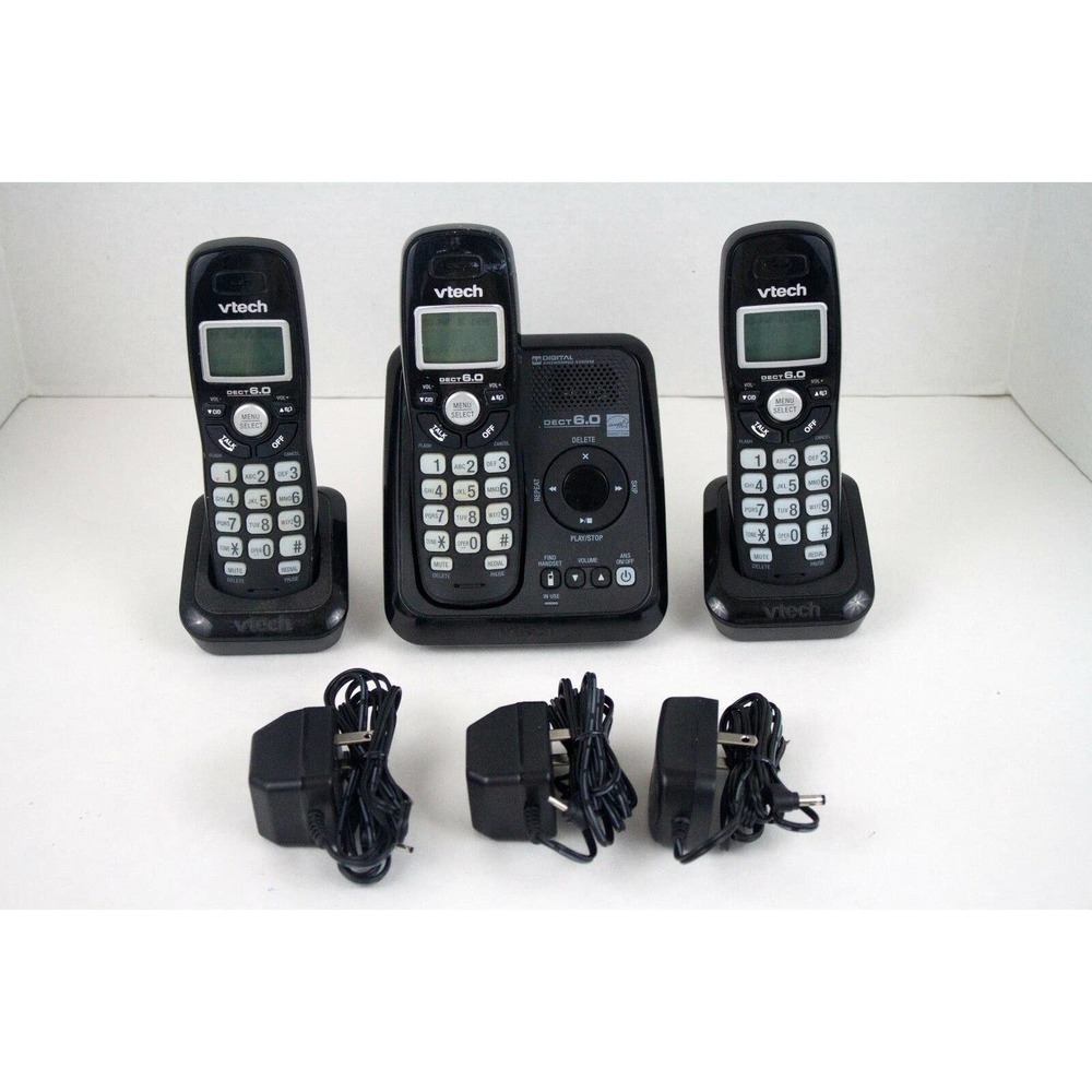 VTECH 3 Handset Cordless Phones CS6120-31 DECT 6.0 + Digital Answering Machine‎